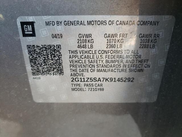 2G11Z5SA7K9145292 | 2019 CHEVROLET IMPALA LT