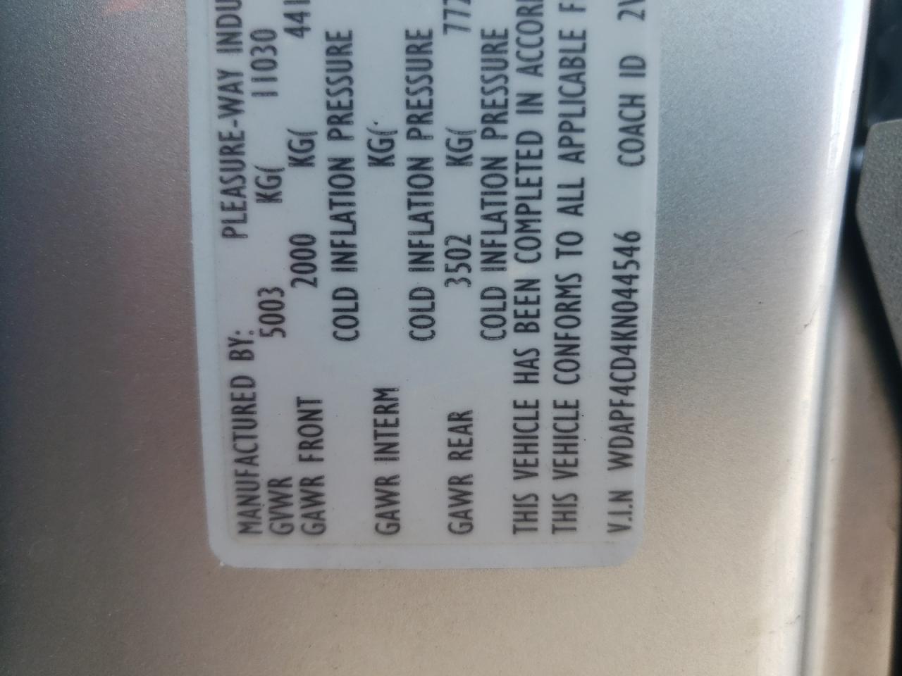 WDAPF4CD4KN044546 2020 Mercedes-Benz Sprinter 3500/4500