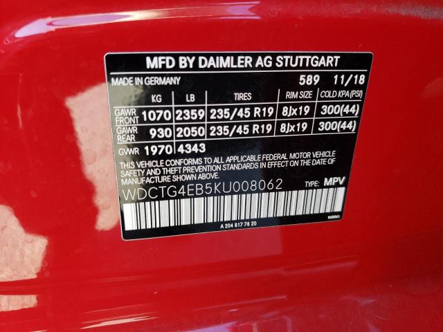 WDCTG4EB5KU008062 Mercedes-Benz GLA 250