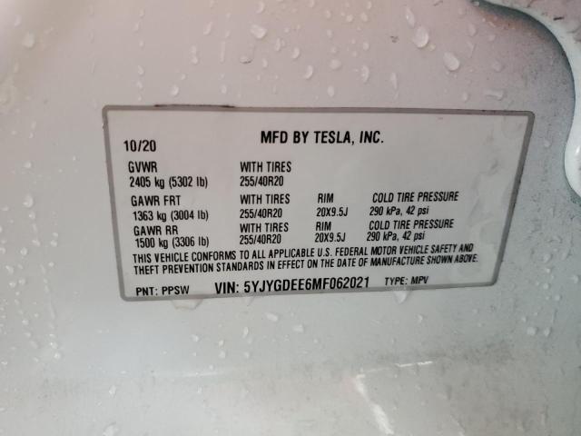 5YJYGDEE6MF062021 Tesla Model Y