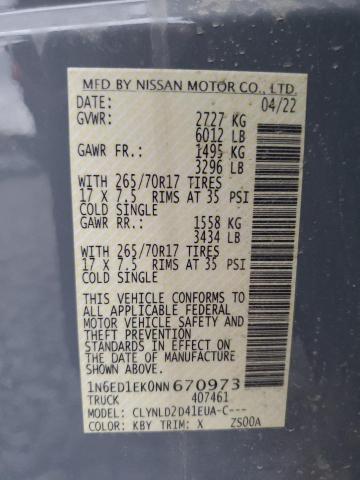 2022 NISSAN FRONTIER S - 1N6ED1EK0NN670973