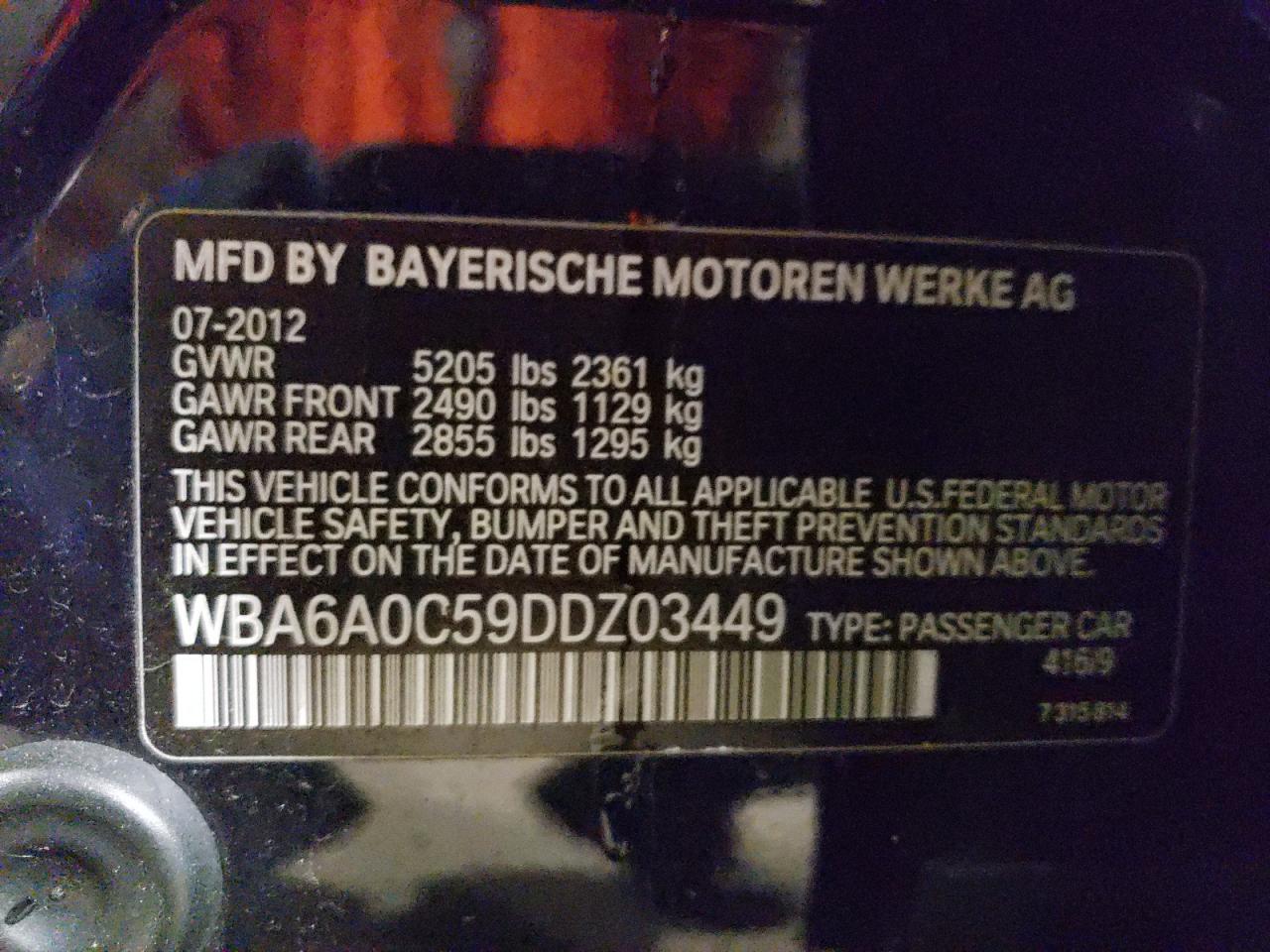 WBA6A0C59DDZ03449 2013 BMW 640 I