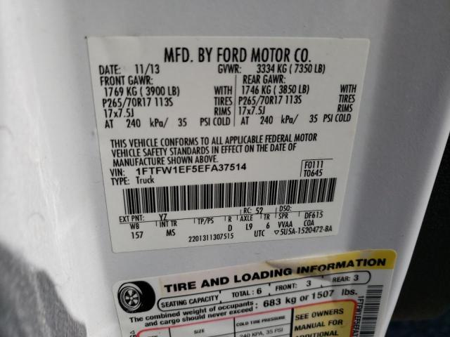 1FTFW1EF5EFA37514 Ford F150 Supercrew