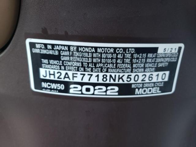 2022 HONDA NCW50 JH2AF7718NK502610