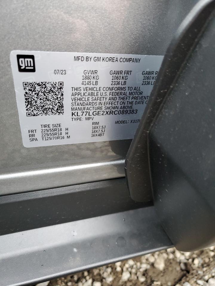 VIN: KL77LGE2XRC089383 2024 CHEVROLET TRAX 1RS
