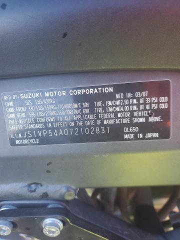 2007 SUZUKI DL650 JS1VP54A072102831