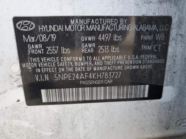 5NPE24AF4KH783727 | 2019 Hyundai sonata se