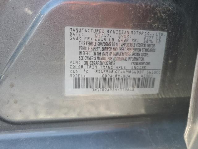 2017 NISSAN SENTRA SR - 3N1CB7AP5HY372868