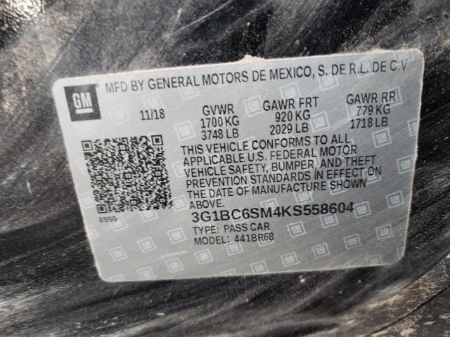 3G1BC6SM4KS558604 | 2019 CHEVROLET CRUZE LS