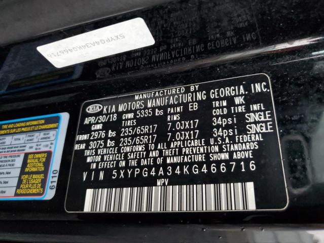 5XYPG4A34KG466716 KIA SORENTO L
