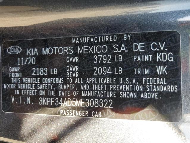 3KPF34AD5ME308322 KIA Forte Gt Line
