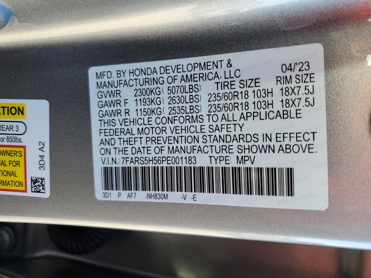 7FARS5H56PE001183 2023 Honda Cr-V Sport