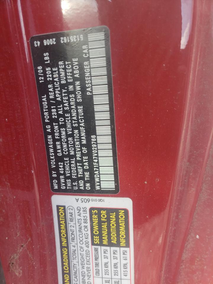 WVWDA71F47V029766 2007 Volkswagen Eos 2.0T Sport