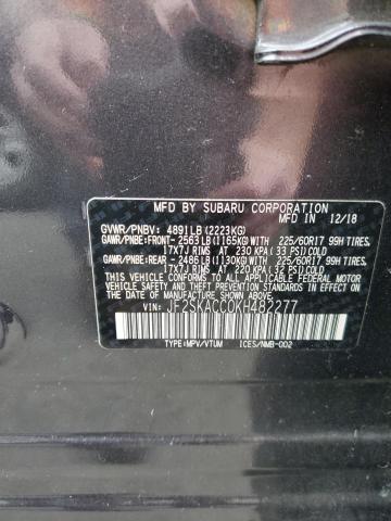 2019 SUBARU FORESTER JF2SKACC0KH482277