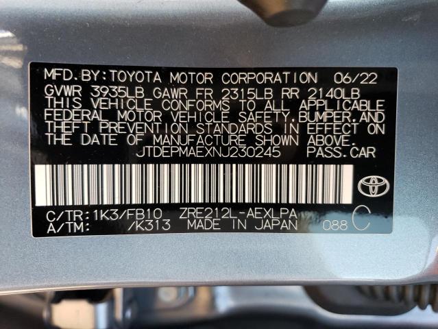 JTDEPMAEXNJ230245 Toyota Corolla LE 10