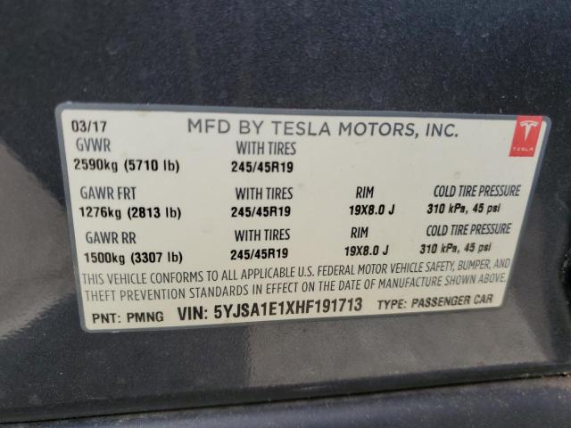 2017 TESLA MODEL S - 5YJSA1E1XHF191713