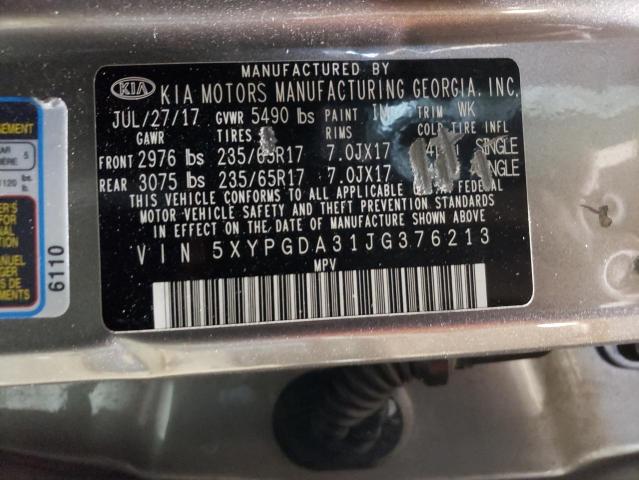5XYPGDA31JG376213 KIA SORENTO LX