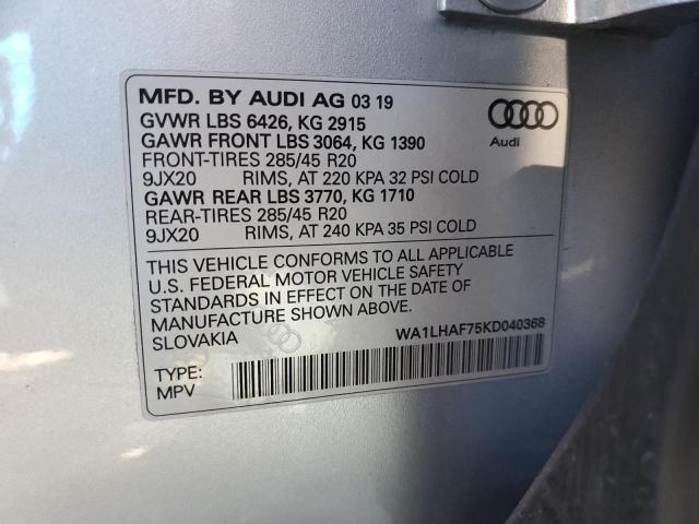 VIN WA1LHAF75KD040368 2019 Audi Q7, Premium Plus no.14