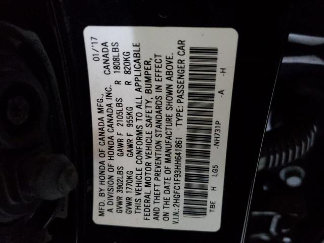 2HGFC1F93HH641861 Honda Civic Touring