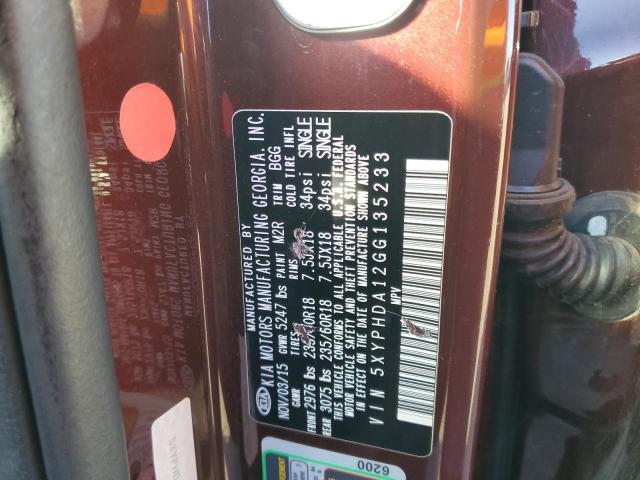 5XYPHDA12GG135233 KIA SORENTO EX