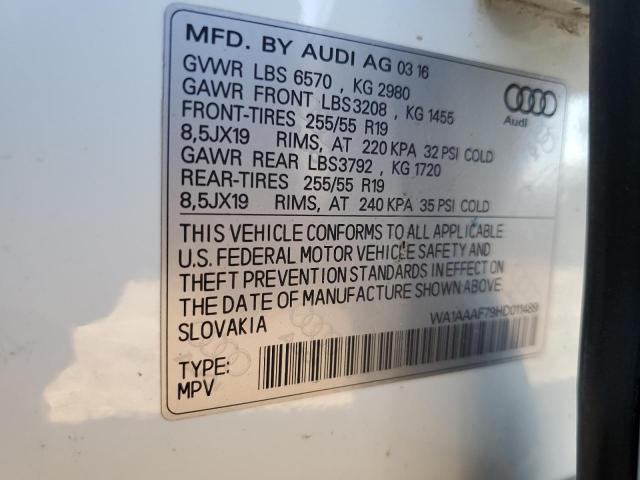 VIN WA1AAAF79HD011489 2017 Audi Q7, Premium no.13