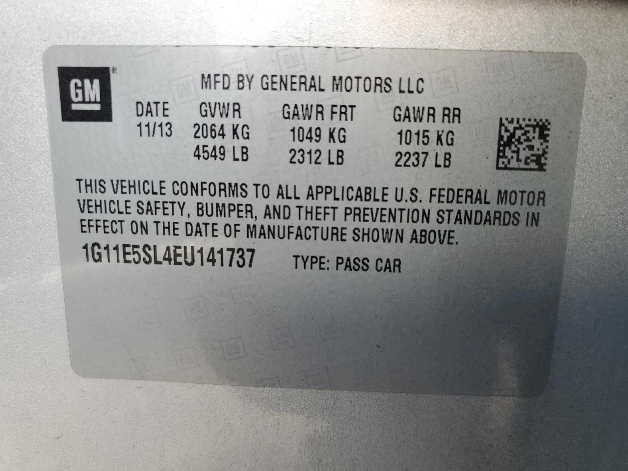1G11E5SL4EU141737 2014 Chevrolet Malibu 2Lt 1G11E5SL4EU141737 2014 Chevrolet Malibu 2Lt