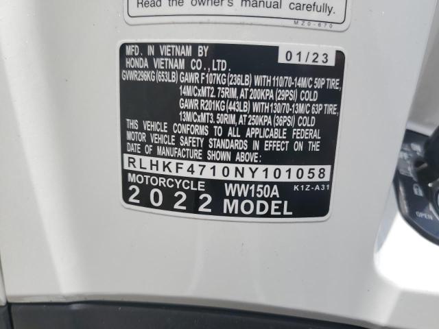 2022 HONDA WW150 A RLHKF4710NY101058