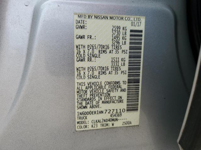 1N6DD0ER1HN727110 Nissan FRONTIER S