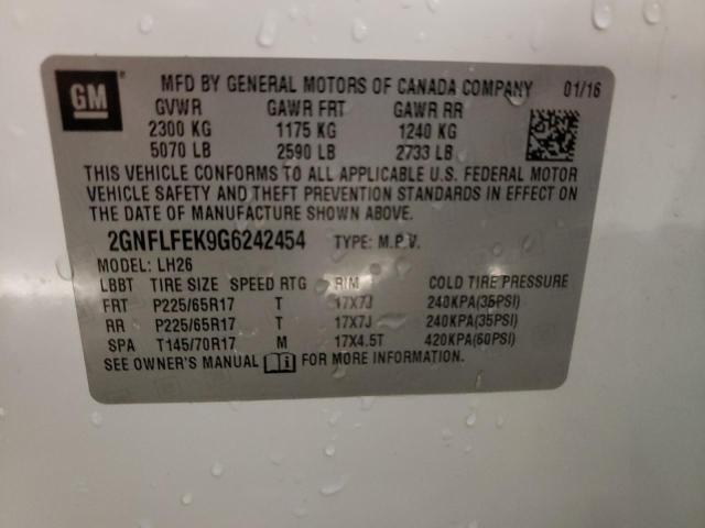 2GNFLFEK9G6242454 | 2016 CHEVROLET EQUINOX LT