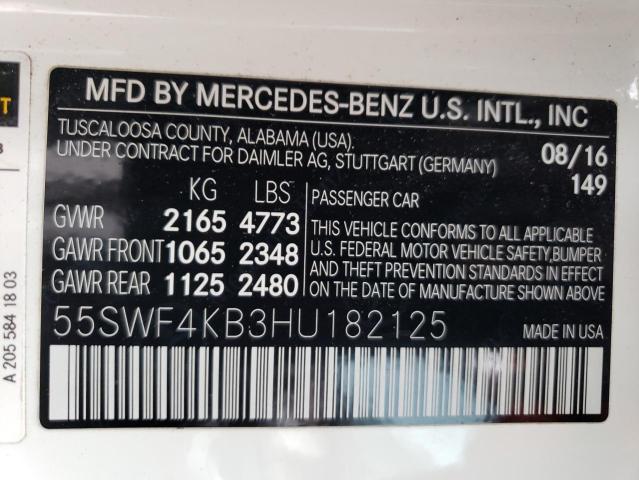 55SWF4KB3HU182125 2017 MERCEDES-BENZ C-CLASS, photo no. 13