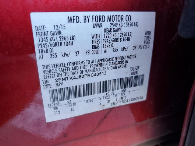 2FMTK4J82FBC40513 2015 FORD EDGE, photo no. 13