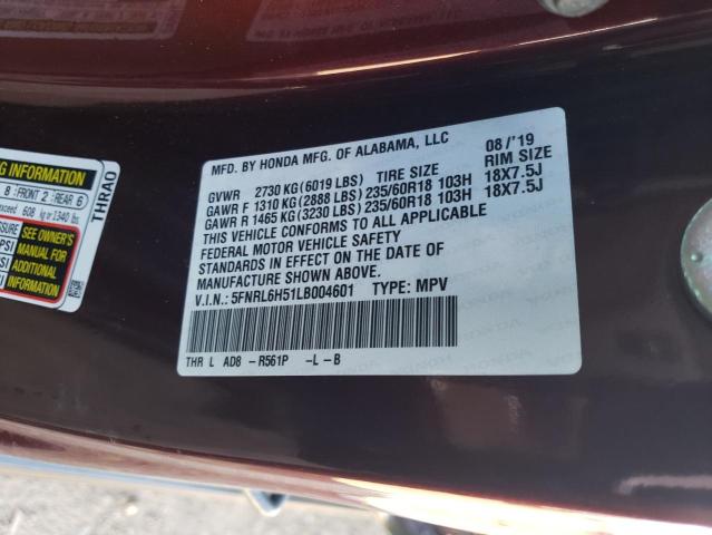 5FNRL6H51LB004601 | 2020 HONDA ODYSSEY EX