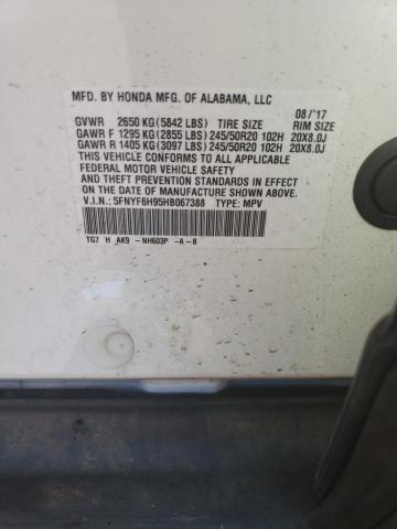 5FNYF6H95HB067388 Honda Pilot Touring