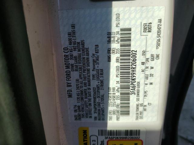 3FA6P0K99HR206002 Ford Fusion Titanium