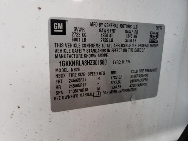 1GKKNRLA8HZ301680 GMC ACADIA SLE