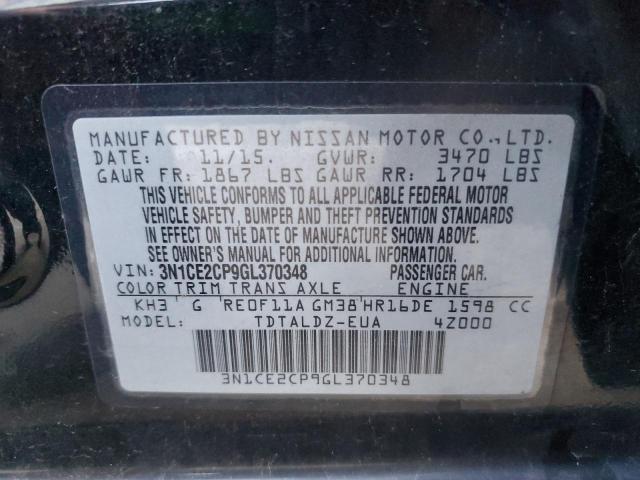 3N1CE2CP9GL370348 | 2016 NISSAN VERSA NOTE