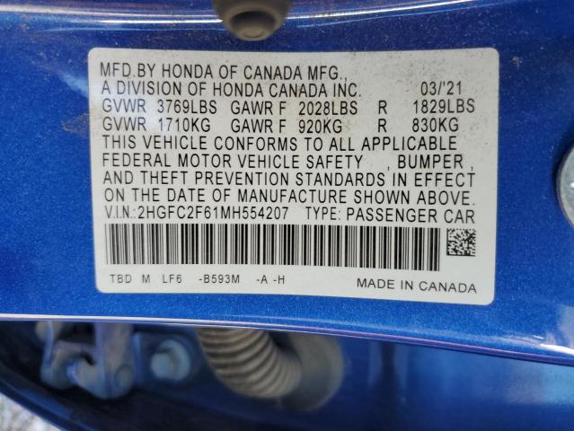 2HGFC2F61MH554207 Honda Civic LX 13