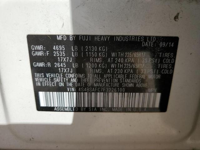 4S4BSAFC7F3226100 Subaru Outback 2.5i Premium