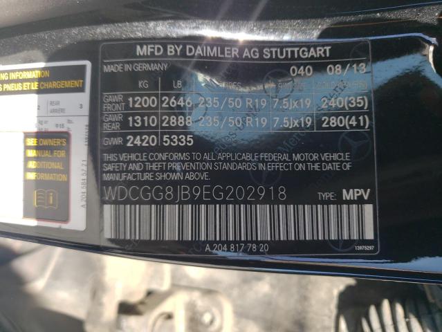 WDCGG8JB9EG202918 Mercedes-Benz Glk 350 4matic
