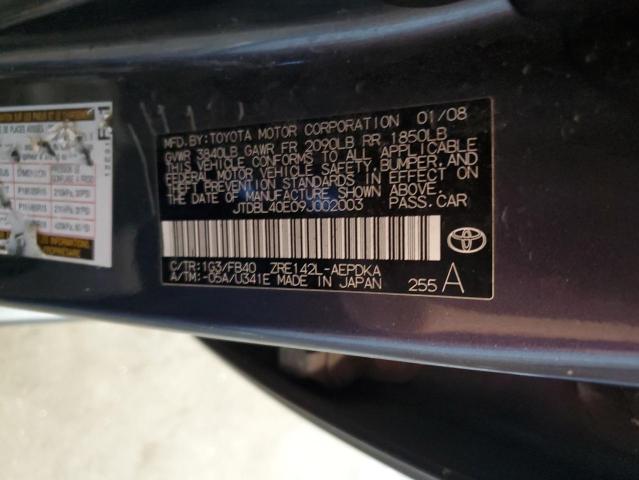 2009 Toyota Corolla Base VIN: JTDBL40E09J002003 Lot: 74006113