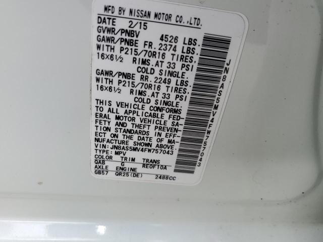 2015 NISSAN ROGUE SELE - JN8AS5MV4FW757043
