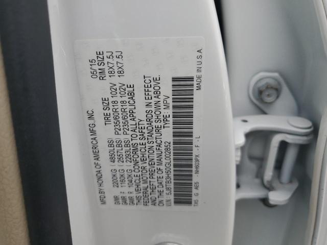 5J8TB3H50GL002852 | 2016 ACURA RDX TECHNO