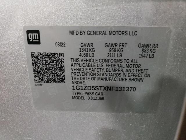 2022 CHEVROLET MALIBU LT - 1G1ZD5STXNF131370