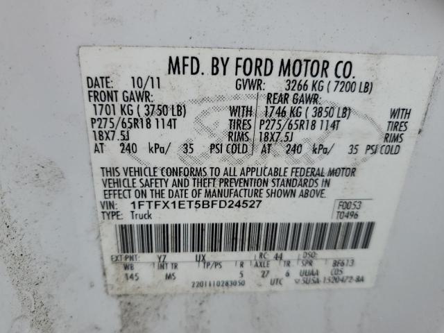 2011 Ford F150 Super Cab VIN: 1FTFX1ET5BFD24527 Lot: 73831913