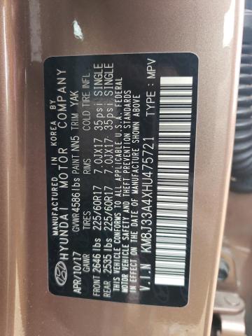 2017 HYUNDAI TUCSON LIM - KM8J33A4XHU475721