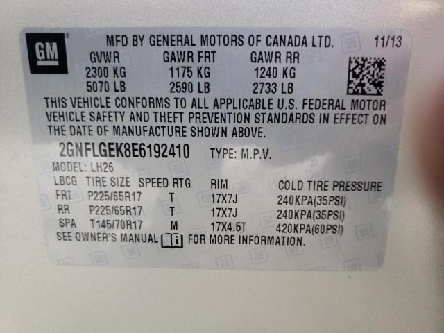 2GNFLGEK8E6192410 | 2014 CHEVROLET EQUINOX LT