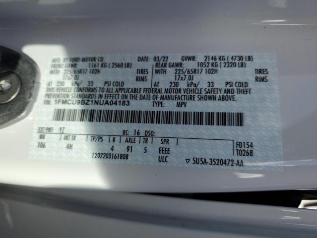 1FMCU9BZ1NUA04183 Ford ESCAPE SE