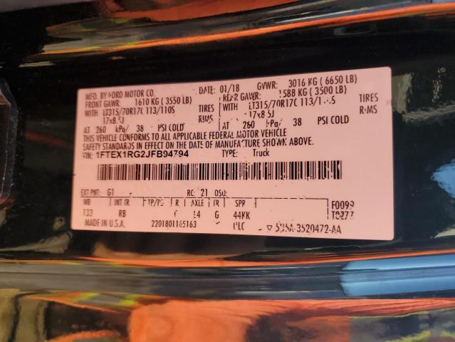 1FTEX1RG2JFB94794 Ford F150 Raptor