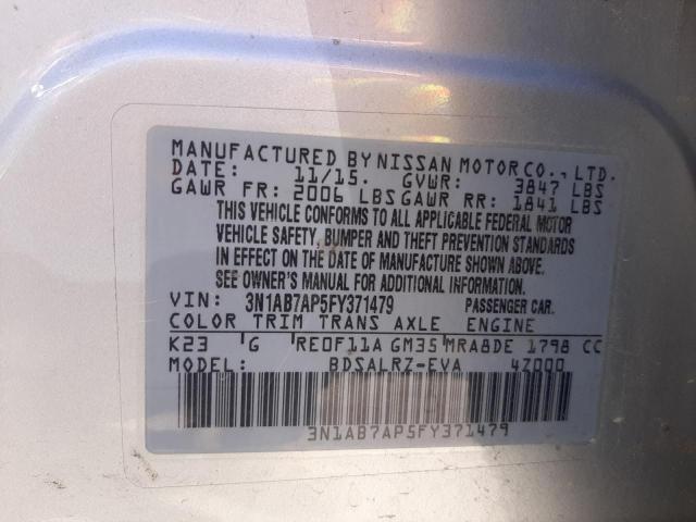 3N1AB7AP5FY371479 | 2015 NISSAN SENTRA S