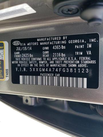 5XXGM4A74FG381123 KIA Optima Lx